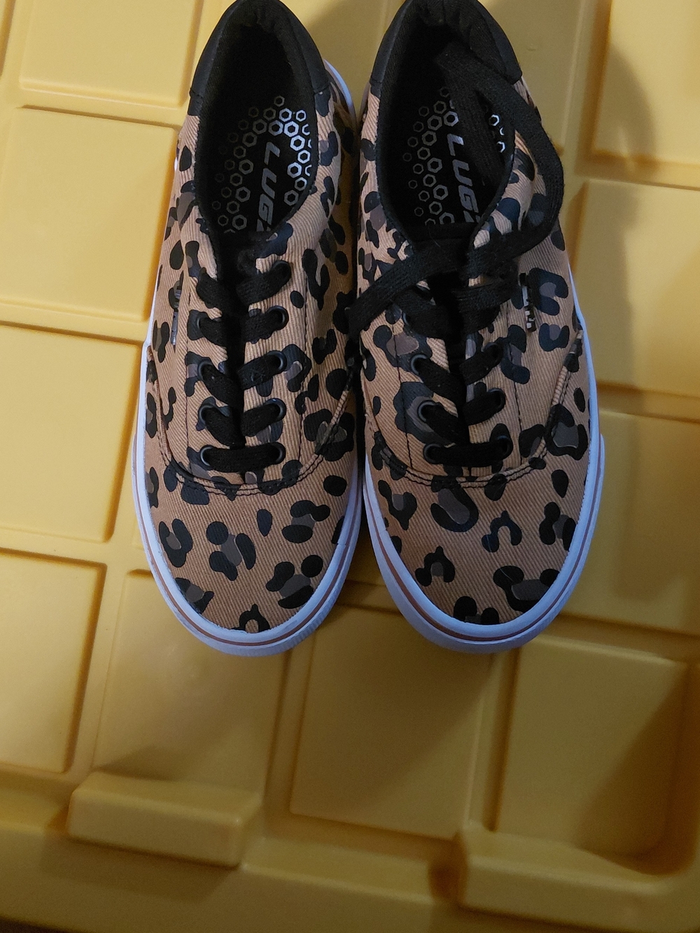 Lugz Leopard-Print Lace-Up Sneakers - Tan & Black